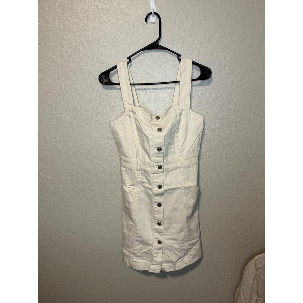Habitual Womens Ivory Button Front Sleeveless Mini Dress XS